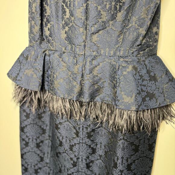 NWT MICHAEL KORS COLLECTION Navy Blue Lace Pattern Knee-Length Dress - Picture 8 of 12